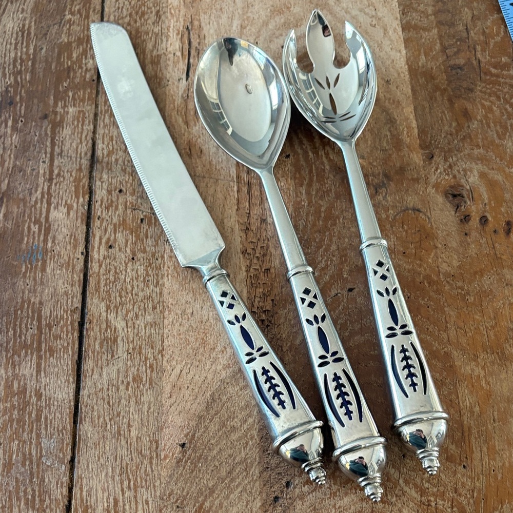 Vintage Silver and Blue Decorative Flatware Set